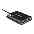 Miniatyrbild 1 av 3: USB-adapter till dubbel DisplayPort - StarTech.com - USB 3.0 - 4K 60 Hz - 2 DP-portar - Svart