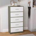 Miniatyrbillede 2 af 2: Kommode - AKTIVE - 58x30x112 cm - 5 skuffer - Moderne design - MDF træ Grå hvid