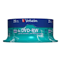 Pikkukuva 1 / 2: DVD-RW Verbatim 4,7 Gt (120 min) 4x - 25 mediaa - matta hopea - kara