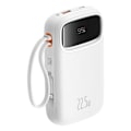 Pikkukuva 4 / 6: Baseus - Qpow Pro+ ulkoiset akut (P10055003223-00) - Lightning, 2x Type-C, USB, 22,5W, 10000mAh, Type-C kaapeli, 30cm - Valkoinen