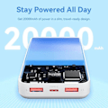 Miniatyrbillede 4 af 6: USB-C powerbank, 2xUSB, Micro-USB, LED-skærm, PD22.5W, 20000mAh - Vention (FHLB0) - Sort
