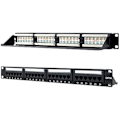 Miniatyrbillede 2 af 2: 24-ports RJ45 Cat.6A UTP patch panel - NANOCABLE - 10.21.4124 - Til 19" 1U dobbelt IDC rack - Sort