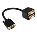 Miniatyrbillede 1 af 2: 30 cm VGA Video Splitter / Splitter Kabel - 30 cm VGA Video Splitter Kabel - 1x VGA (M) til 2x VGA (F) - Sort