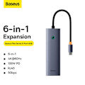 Miniatyrbild 6 av 6: USB-C-hubb - Baseus - UltraJoy - 4K@60Hz - 6 portar - Grå sidereal