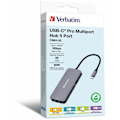 Miniatyrbillede 1 af 2: Verbatim USB-C Multiport Adapter - Pro CMH-05 - HDMI, RJ45, USB-A, USB-C PD - Hurtig opladning op til 85 W