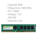 Miniatyrbillede 2 af 4: 8 GB DDR3 1600 UDIMM-hukommelse - Silicon Power - To rækker - Integreret opsigelse - Livstidsgaranti