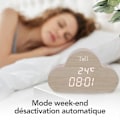 Miniatyrbild 6 av 6: T’nB - Cloud Digital väckarklocka med LED, multifunktions väckarklocka, justerbar belysning, 3 programmerbara larm – träfinish
