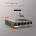 Miniatyrbillede 2 af 4: TENDA 6-Port 10/100M Desktop Switch, 4 PoE-porte, 2 Uplink-porte, 250m transmission, QoS Design, TEF1106P-4-63W