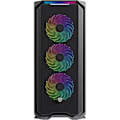 Miniatyrbillede 3 af 6: Nfortec - KRATER X Gaming PC Kabinet Mid Tower ATX, 4x 120mm ARGB blæsere inkluderet, Front mesh, Hærdet glas på siden, Sort