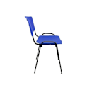 Miniatyrbillede 4 af 4: Pakke med 4 fortrolige, ergonomiske, stablbare, alsidige stole med sort struktur. Sæde og ryg i blå PVC.