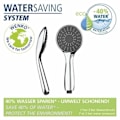 Miniatyrbillede 2 af 4: WENKO Vandbesparende brusehoved, 40% vandbesparelse, universelt mundstykke 1/2", plastik, ø9,6 cm, forkromet - grå