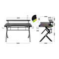 Pikkukuva 4 / 4: Pelipöytä HUZARO HERO 5.0 LED RVB - 120x60x69,5 cm, Juomakori, Kuuloketeline, PC-pöytä, Ergonominen, Pelitietokone sort