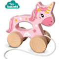 Miniatyrbillede 2 af 6: Trælicorne 2 i 1 - At skubbe og trække - SES CREATIVE - Lyserød licorne til at skubbe eller trække. Rosa