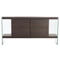 Miniatyrbillede 4 af 4: Buffet i transparent brun glasvalnød 160 x 45 x 80 cm MDF træ