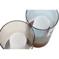 Miniatyrbillede 3 af 4: tofarvet lysestage i voksglas 13 x 13 x 21 cm (2 enheder)