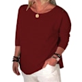 Pikkukuva 1 / 3: Naisten Pitkähiha-Blouse - Merkki - Punaviini - Suuri Koko - Mukava rödvin XL