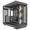 Miniatyrbillede 2 af 6: Mars Gaming MC-REV, Gaming kabinet ATX, Dobbelt hærdet glas, 3 omvendte ARGB-ventilatorer, vertikal GPU, 360mm køling, Sort