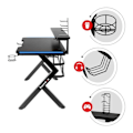 Pikkukuva 2 / 4: Pelipöytä HUZARO HERO 5.0 LED RVB - 120x60x69,5 cm, Juomakori, Kuuloketeline, PC-pöytä, Ergonominen, Pelitietokone sort