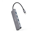 Pikkukuva 1 / 2: NANOCABLE 10.16.4409 - USB-C-muunninkeskitin 3 USB-A 3.0 -naarasporttiin + 1 naaras USB-C-portti, alumiini, 10 cm, harmaa