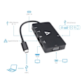 Miniatyrbillede 1 af 4: USB C-adapter - V7 - USB 3.0 kabel RJ45 HDMI VGA - Sort - Multi-stik - Netværksunderstøttelse