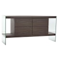 Miniatyrbillede 1 af 4: Buffet i transparent brun glasvalnød 160 x 45 x 80 cm MDF træ