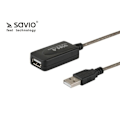 Miniatyrbillede 2 af 4: SAVIO CL-130 USB aktiv portforlængelse 10m USB 2.0-A han USB 2.0-A hun Sort