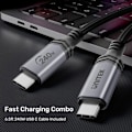 Pikkukuva 3 / 4: UNITEK USB-C / USB-A PD 3.1 GaN 140 Wattin verkkolaturi - Musta Svart