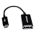 Pikkukuva 2 / 2: 12 cm:n mikro-USB-USB-isäntä-OTG-sovitinkaapeli - 12 cm:n mikro-USB-USB-isäntä-OTG-sovitin - M/F - Musta - UUSBOTG