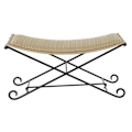 Miniatyrbillede 4 af 4: Sort og lysebrun rattan bænk - Mærke - Model - Mål 94x49x44 cm