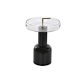 Miniatyrbillede 1 af 4: Sidebord - Gennemsigtigt sort glas - Lakeret jern - 41x41x57cm