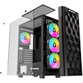 Miniatyrbillede 2 af 2: Nfortec - AZIR Mid Tower Gaming PC Case (ATX), 4x 120 mm ARGB fans inkluderet, front mesh, hærdet glas sider, sort