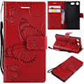Pikkukuva 2 / 3: Kotelo - LuffyShop - XZ1 Compact - Nahkalompakko - 3D Butterfly - Ilmainen näytönsuoja Rød