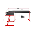 Miniatyrbillede 4 af 4: Bureau gaming HUZARO HERO 6.0 Rød Sort, Vinkelbord, 147×112cm, PC Gaming, Informatik, PC Bord, Ergonomisk, Carbon röd svart