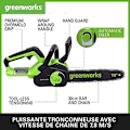 Miniatyrbillede 2 af 2: "Motorsav - GREENWORKS - GD24CS30K4 - 24V Batteri - Bürstefri Motor - 30 cm"