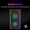 Miniatyrbillede 3 af 4: PC Gegehus Micro ATX - Mars Gaming - MC300 Sort - Hærdet Glas - 3 FRGB Ventilatorer - Total-Mesh