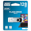 Pikkukuva 1 / 4: Goodram 128 Gt USB 2.0, 128 Gt, 2.0, USB Type-A -liitin, 20 MB-s, kääntyvä, musta, hopea