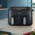 Miniatyrbillede 3 af 6: Fritøsefritter PHILIPS - Airfryer NA351/00 - Dobbelt beholder 9L - 8 tilberedningsprogrammer - 2750W Svart silver