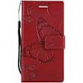 Miniatyrbillede 3 af 3: Etui - LuffyShop - XZ1 Compact - Læderpung - 3D Butterfly - Gratis skærmbeskytter Rød