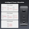 Pikkukuva 4 / 4: UNITEK USB-C / USB-A PD 3.1 GaN 140 Wattin verkkolaturi - Musta Svart