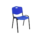 Miniatyrbillede 3 af 4: Pakke med 4 fortrolige, ergonomiske, stablbare, alsidige stole med sort struktur. Sæde og ryg i blå PVC.