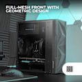 Miniatyrbillede 2 af 3: Mars Gaming MC-1500, kompakt MicroATX-etui, sidevindue af hærdet glas, geometrisk total-mesh frontdesign, 1x