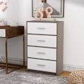 Miniatyrbillede 2 af 2: Kommode - AKTIVE - 58x30x91 cm - 4 skuffer - Moderne design - Praktisk og holdbar Grå Vit