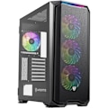Miniatyrbillede 1 af 6: Nfortec - KRATER X Gaming PC Kabinet Mid Tower ATX, 4x 120mm ARGB blæsere inkluderet, Front mesh, Hærdet glas på siden, Sort