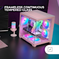 Miniatyrbillede 3 af 4: Mars Gaming MC-VIEW2, MicroATX kabinet, Dobbelt hærdet glas, 1x FRGB 120mm blæser, 240mm køling, Dobbelt værelse, Rosa