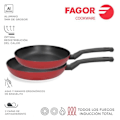 Miniatyrbillede 1 af 4: Stegepande - Fagor - Elan 3 - Rød - Ekstra tyk 3 mm aluminium - Non-stick Röd