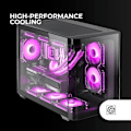 Miniatyrbillede 3 af 4: Gaming Micro-ATX Kabinet - MARS GAMING - MC-FUSIONM - Buet Glas - Væskekøling - Dobbelt Kammer