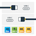 Pikkukuva 2 / 4: StarTech.com 1 m USB4-kaapeli, USB-C-kaapeli, USB-If-sertifioitu, 40 Gbps, USB Type-C -tiedonsiirtojohto, 100 W PD, 8K 60