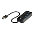 Miniatyrbillede 3 af 3: USB 3.0 Hub - StarTech.com - 4 Porte - Tænd/sluk-kontakter - UASP-support - Sort