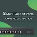 Pikkukuva 4 / 4: Hallittu kytkin - Zyxel - XS1930-10 - 8 RJ-45-porttia - 2 SFP+-moduulia - 200 Gbit/s