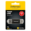 Miniatyrbillede 2 af 3: USB-nøgle - INTENSO - Twist Line - 64 GB - USB-A, USB-C™ - USB 3.1 Gen 1 - Grå